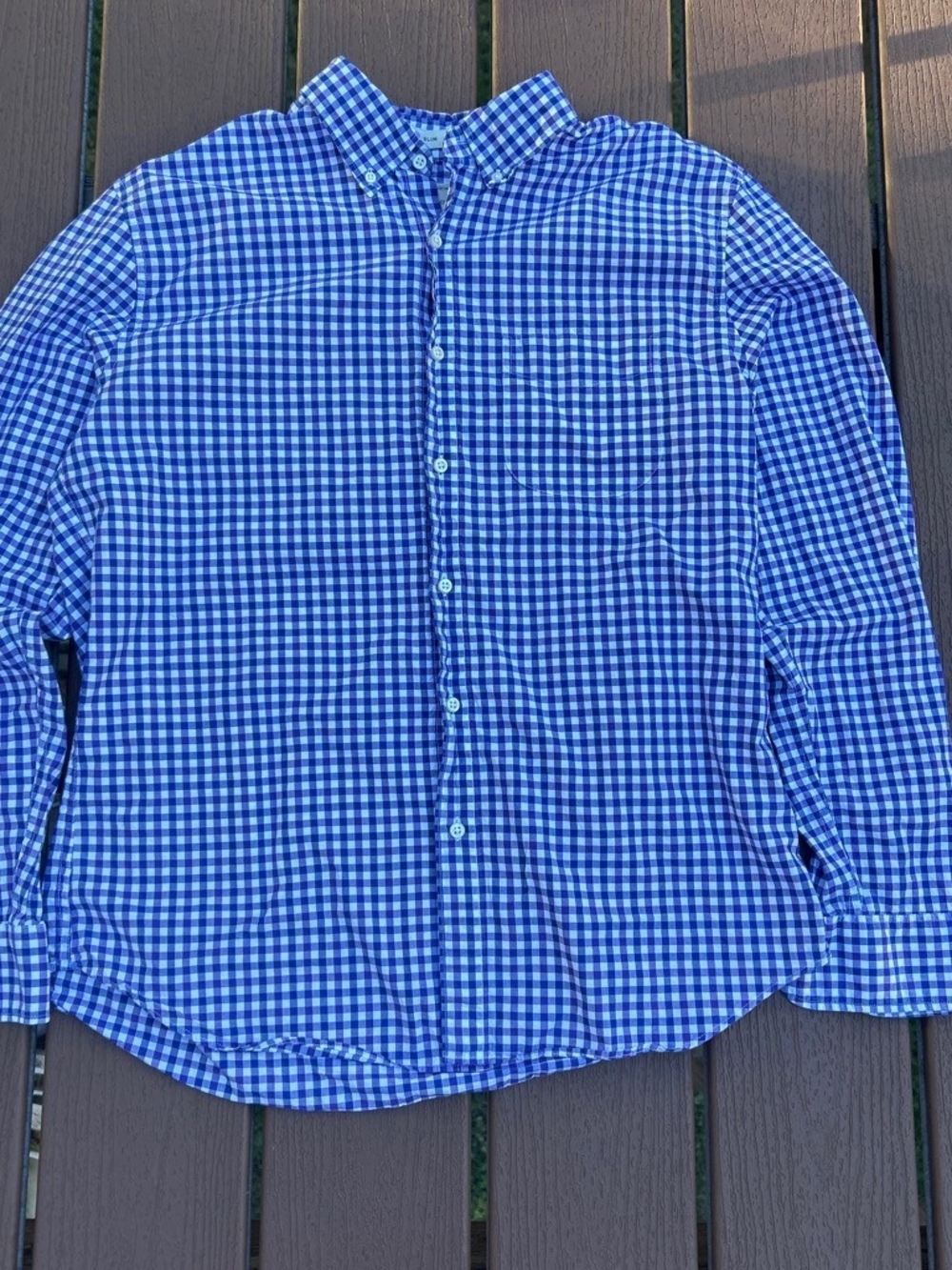 J. Crew Purple and White Gingham Button-Down Shirt - Men